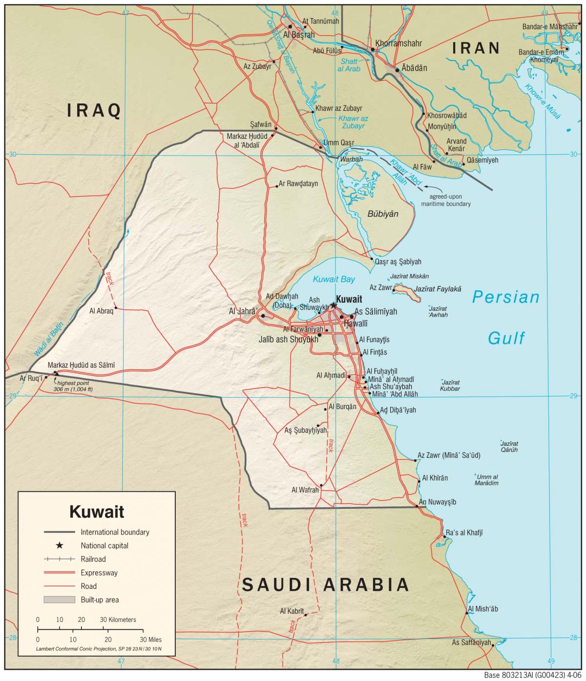 科威特位置的地图