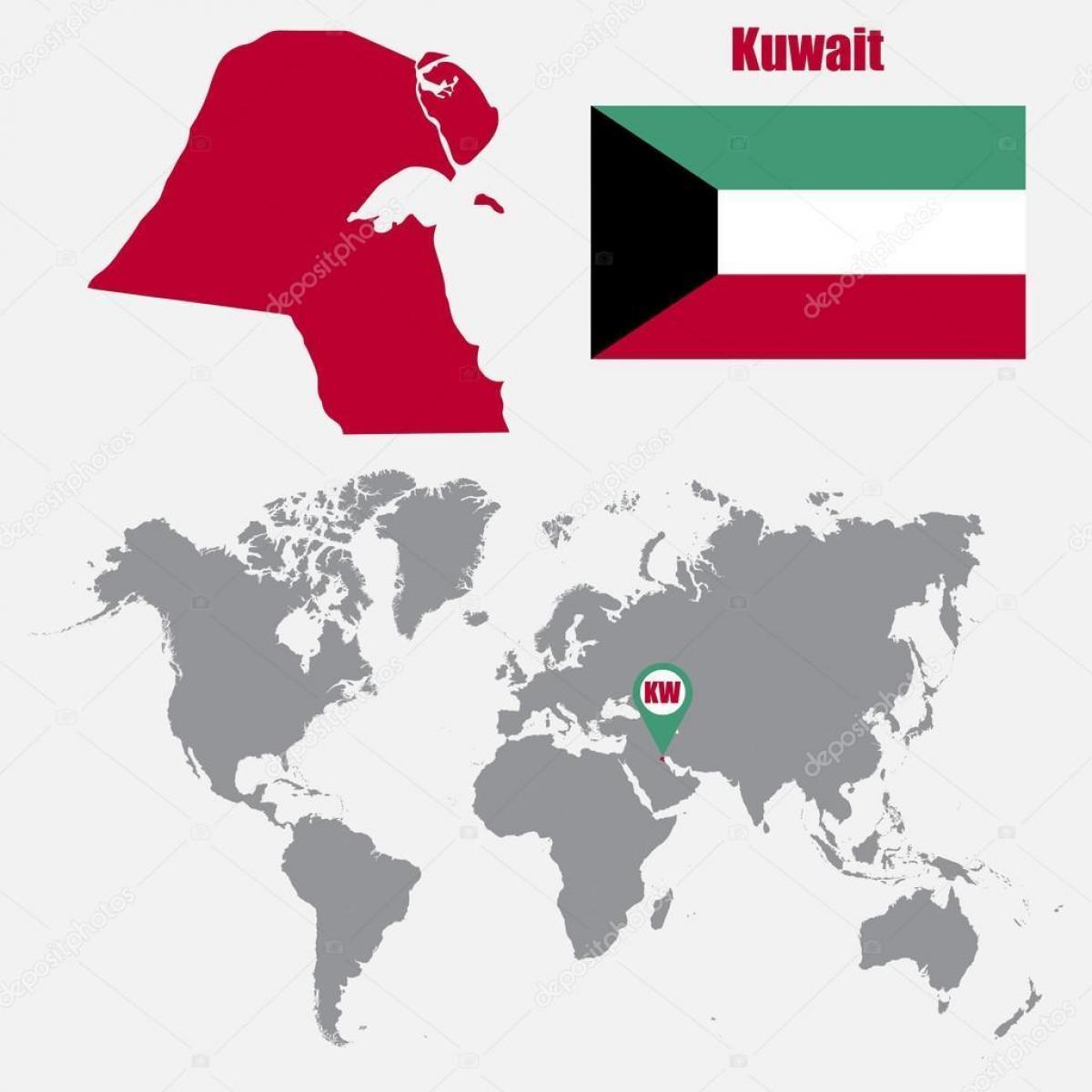 科威特映在世界地图