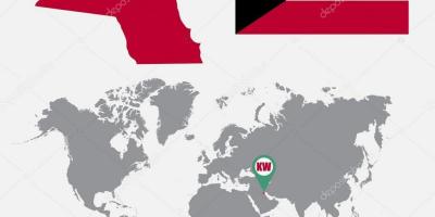 科威特映在世界地图