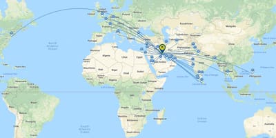 科威特航空公司的路线图