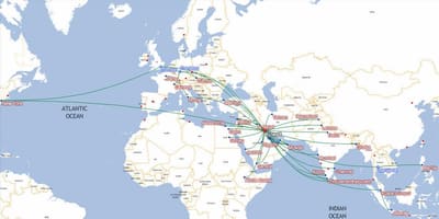地图科威特航空公司的目的